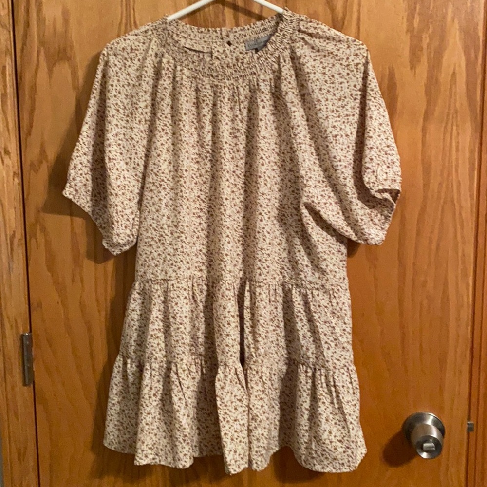 Wishlist Apparel Cream and Black Peplum Button Top - Picture 1 of 9